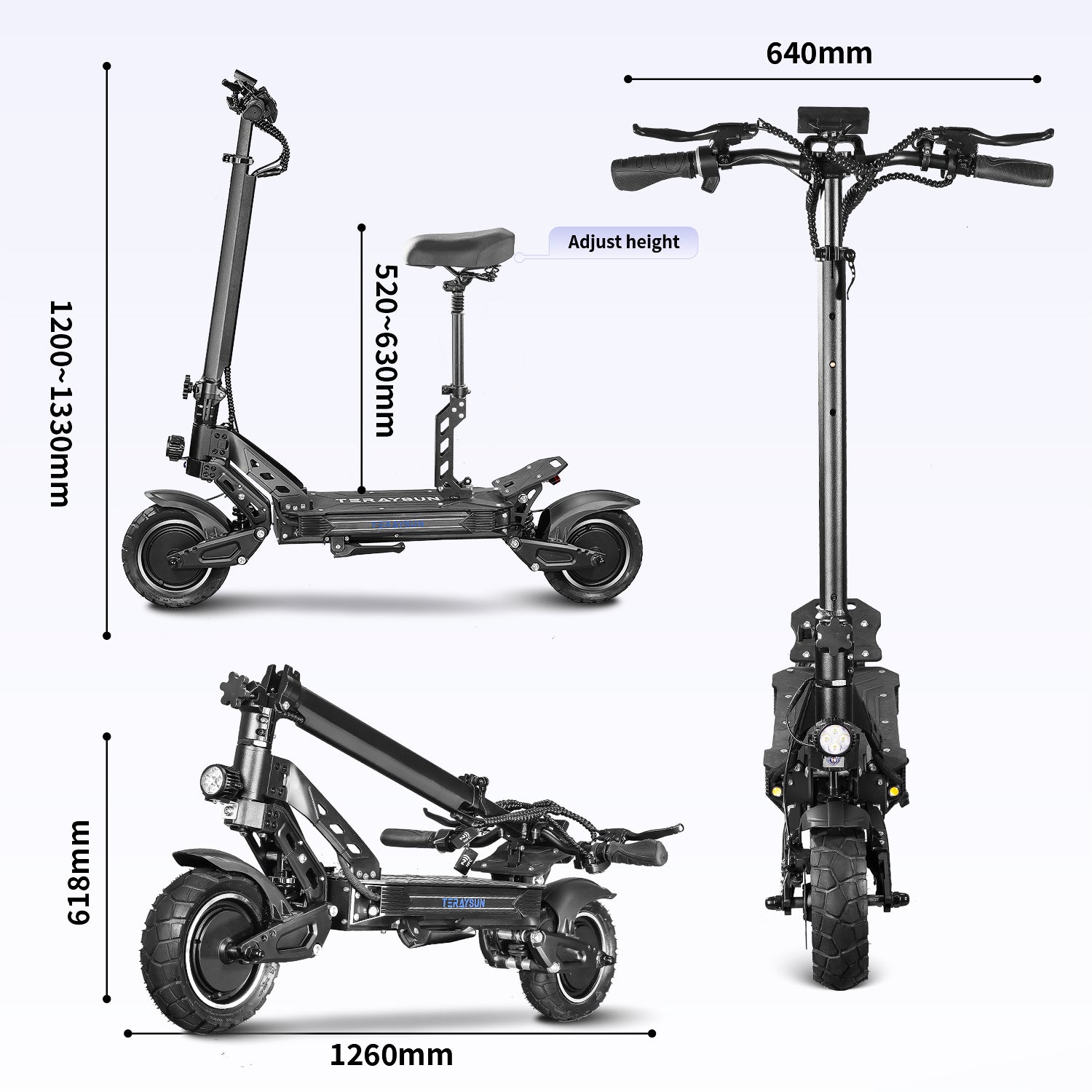 Dual Motor Foldable Electric Scooter with Seat – 41mph Max Speed Off-Road & City Commute E-Scooter for Adults