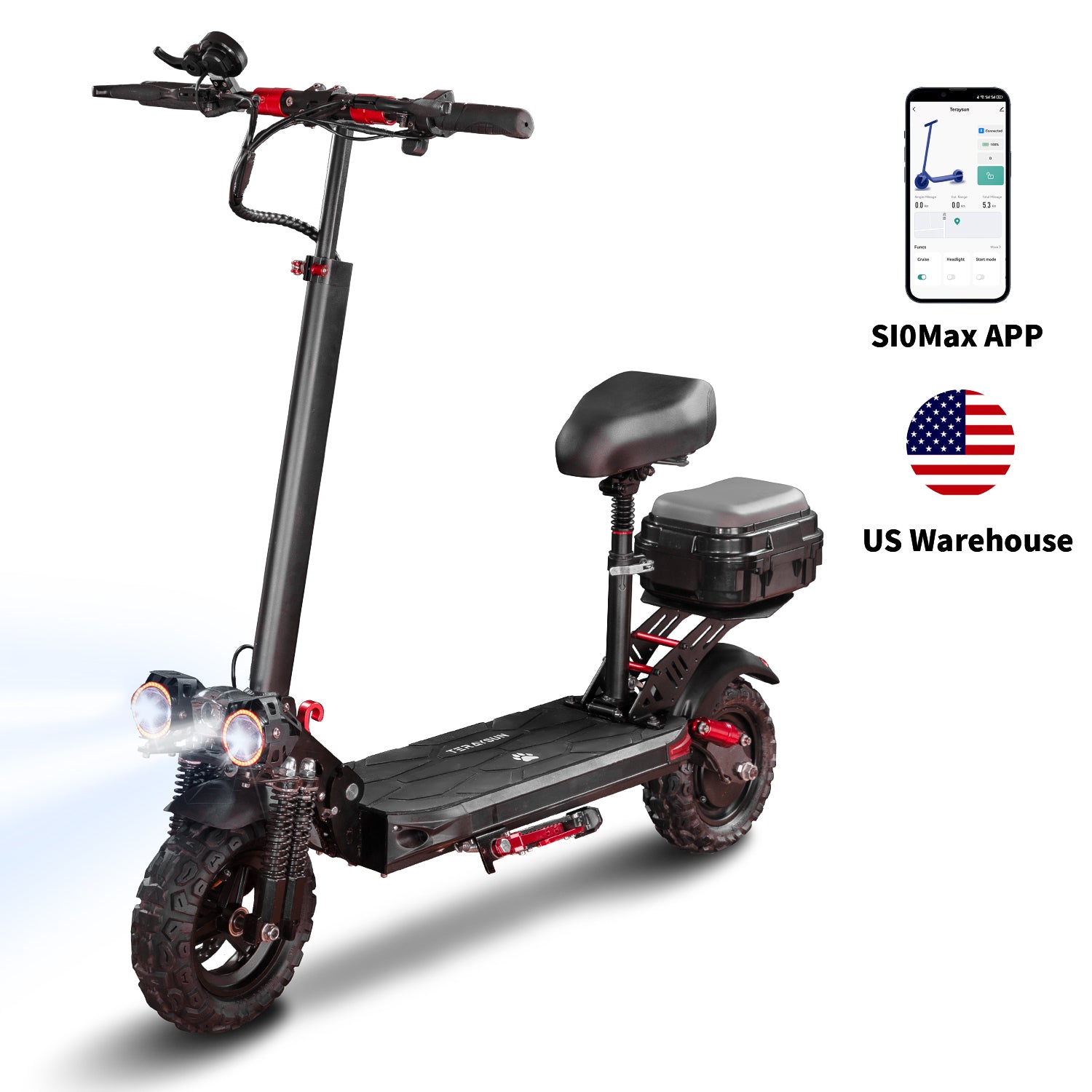 34MPH Max Speed Adult Electric Scooter with APP Control - 440LBS Load, Waterproof Basket, Anti-Theft Alarm & Foldable Design
