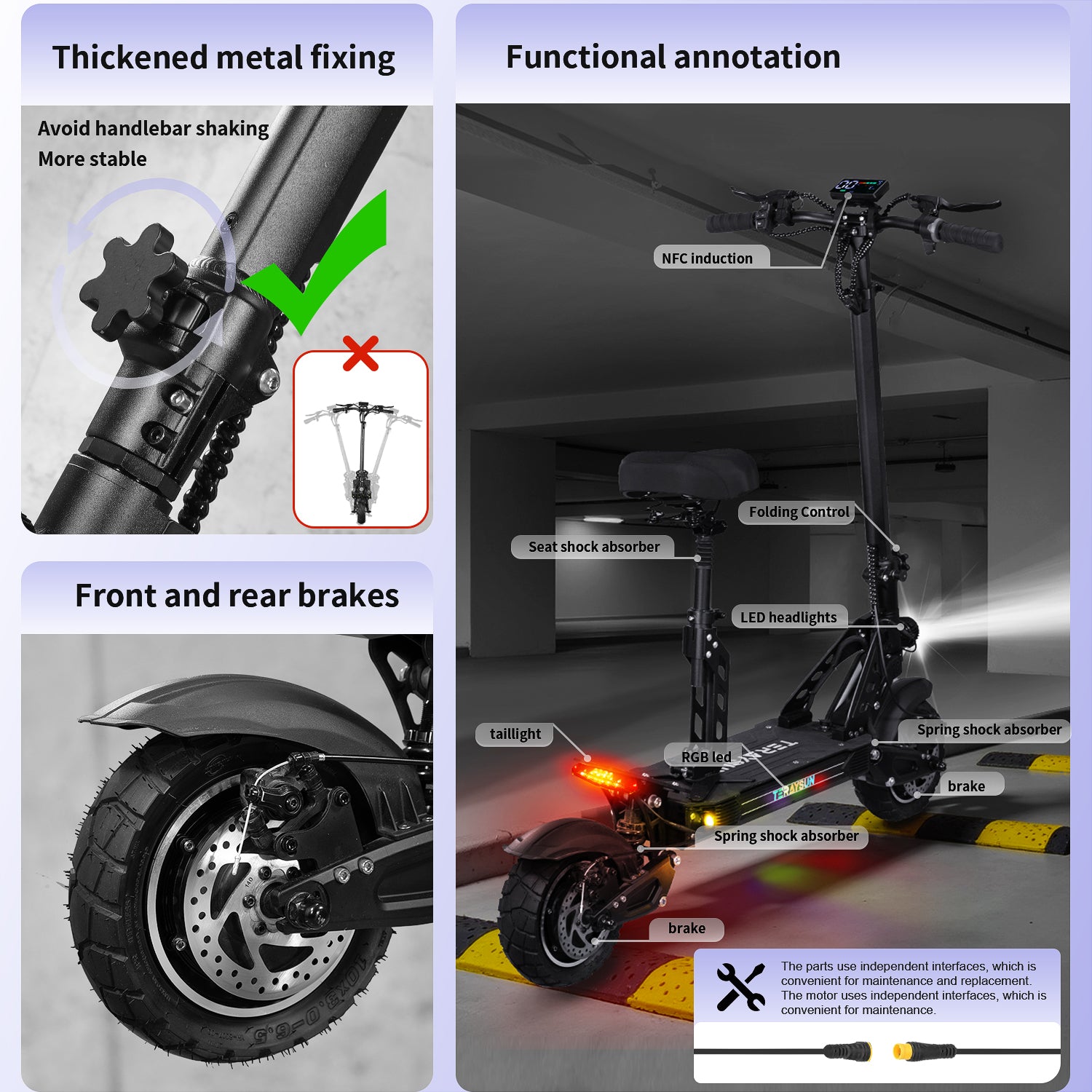 Dual Motor Foldable Electric Scooter with Seat – 41mph Max Speed Off-Road & City Commute E-Scooter for Adults