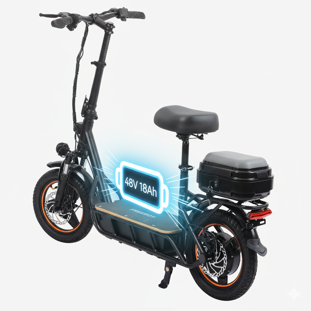 750W Commuting Electric Scooter 28MPH – 48V 18Ah Long Range, 14-Inch Pneumatic Tires, Rear Storage Box