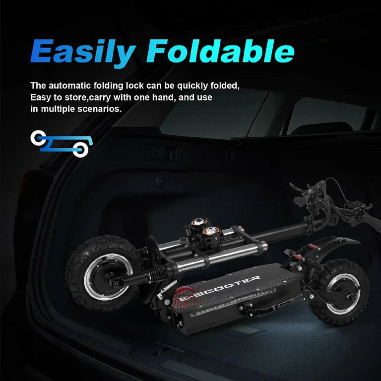 T11PLUS Dual 3000W Electric Scooter - 50mph, 55mi Range, Off-Road Tires
