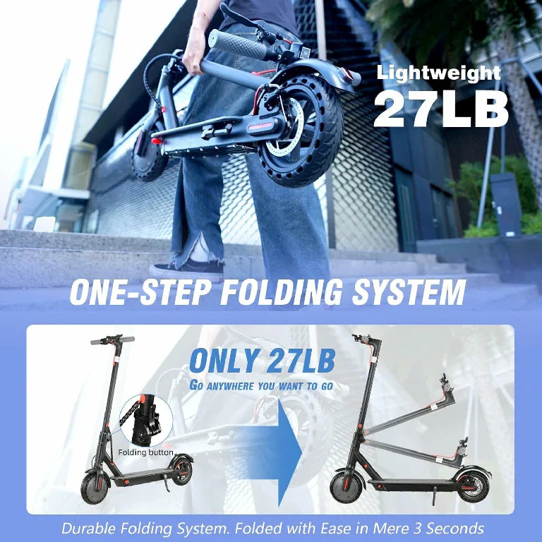 EFFORTLESS COMMUTE: 27.6-lb Portable Teraysun T03 E-Scooter - 21-Mile Range + Dual Brakes